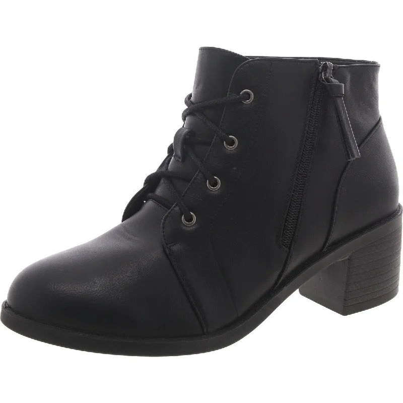 Easy Street Womens Faux Leather Lace-Up Combat & Lace-Up Boots