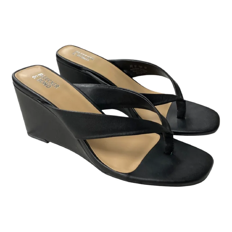 Sandals Heels Wedge By Bleecker & Bond In Black, Size:9