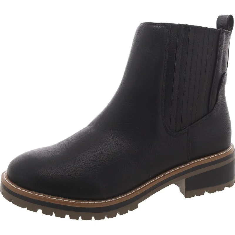 Kensie Womens Faux Leather Pull On Chelsea Boots