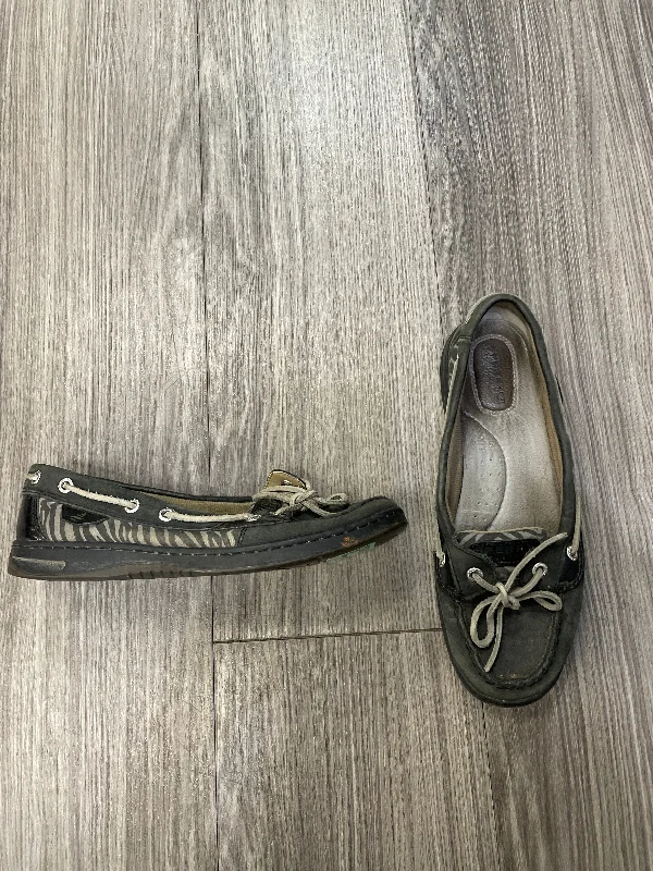 Black & Grey Shoes Flats Sperry, Size 8