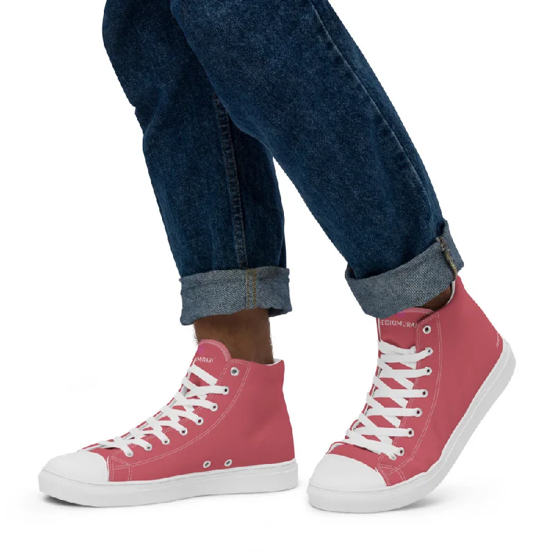 Nude Pink Men's High Top Sneakers, Modern Minimalist Best Solid Color Canvas High Top Shoes For Men