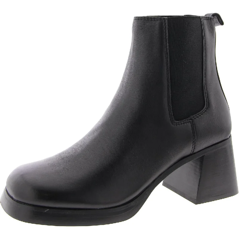 Steve Madden Womens Zeke Leather Block Heel Chelsea Boots