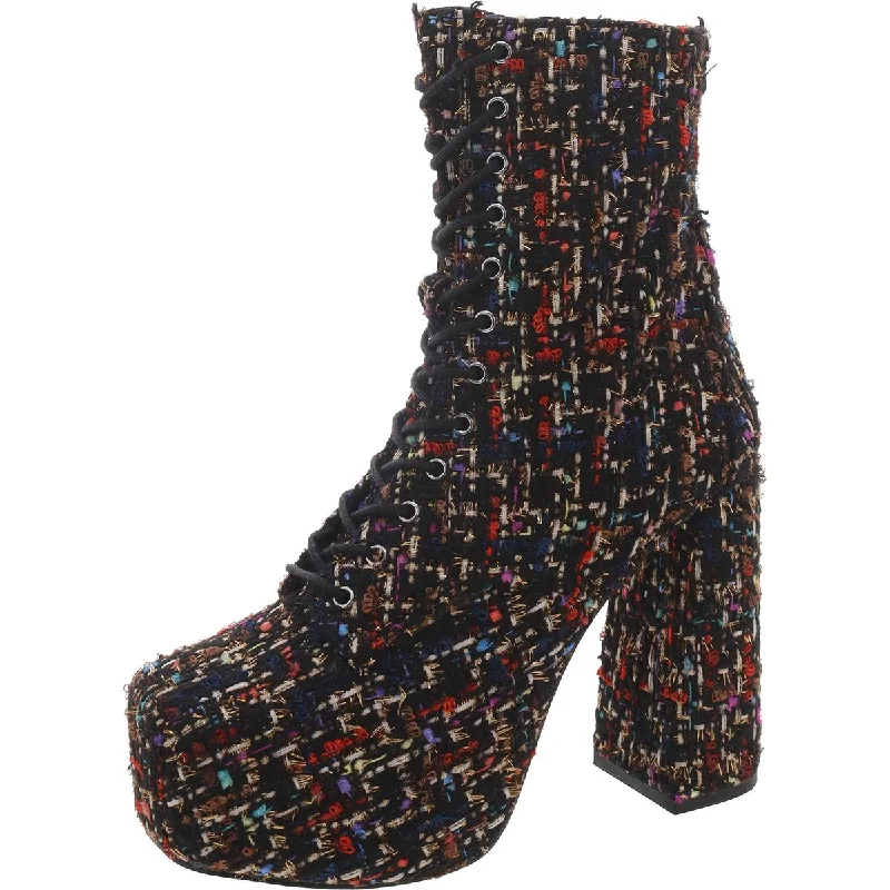 Steve Madden Womens Woven Lace-Up Mid-Calf Boots