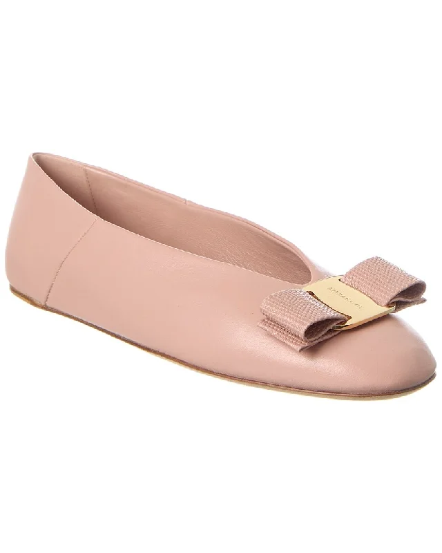 Ferragamo Vara Bow Leather Ballet Flat