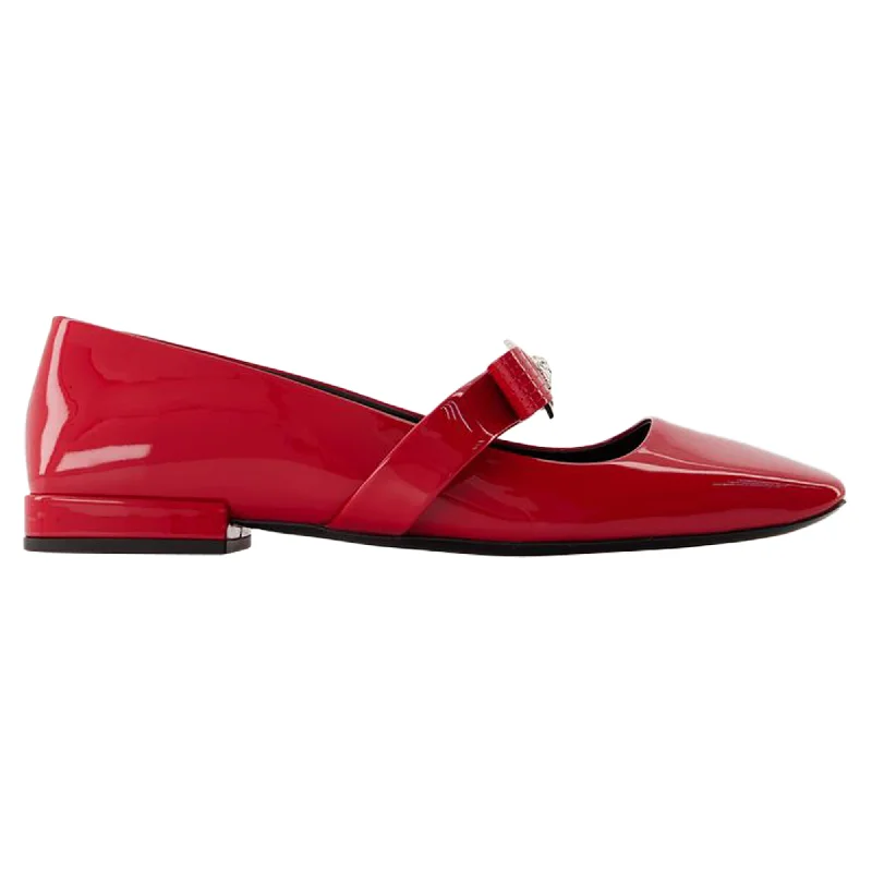 Gianni Ribbon Flat Shoes - Versace - Leather - Red