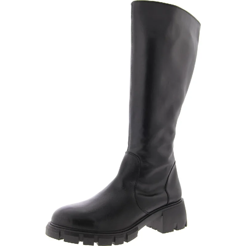 Steve Madden Womens Leather Solid Mid-Calf Boots