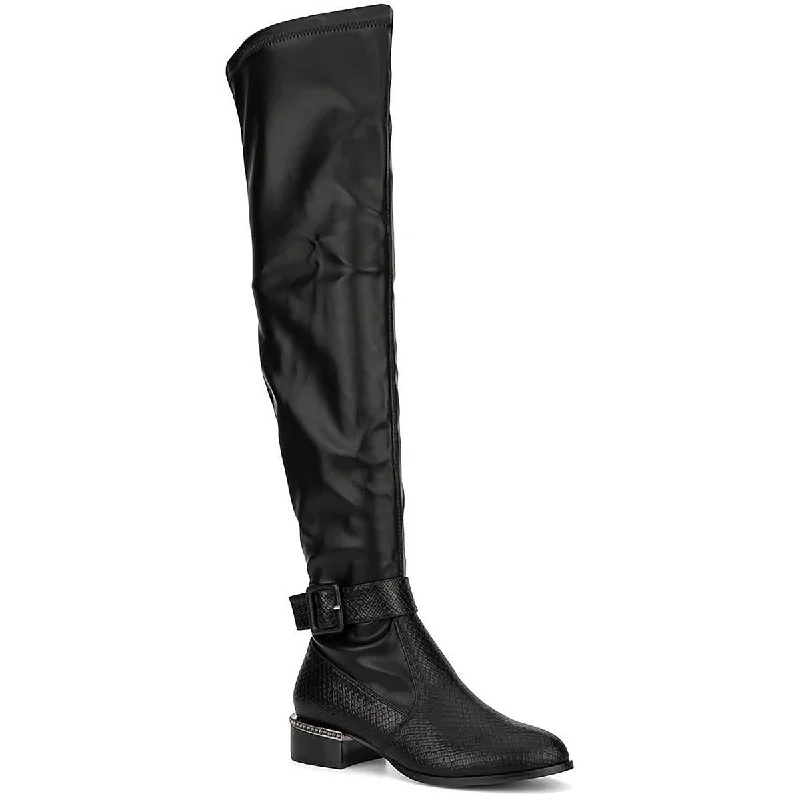 Olivia Miller Womens Hailey Pull On Zipper Over-The-Knee Boots