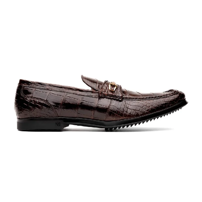 Marco Di Milano Hugo Men's Shoes Exotic Alligator Stylish Horsebit Loafers (MDM1041)