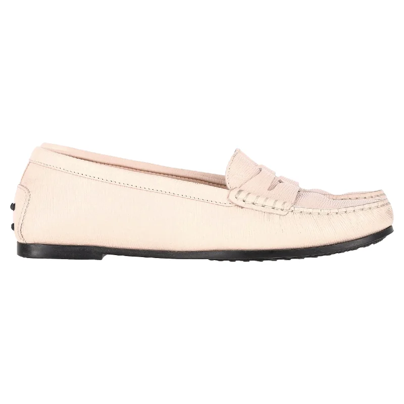 Tod's City Gommino Driving Shoes in Pastel Pink Leather