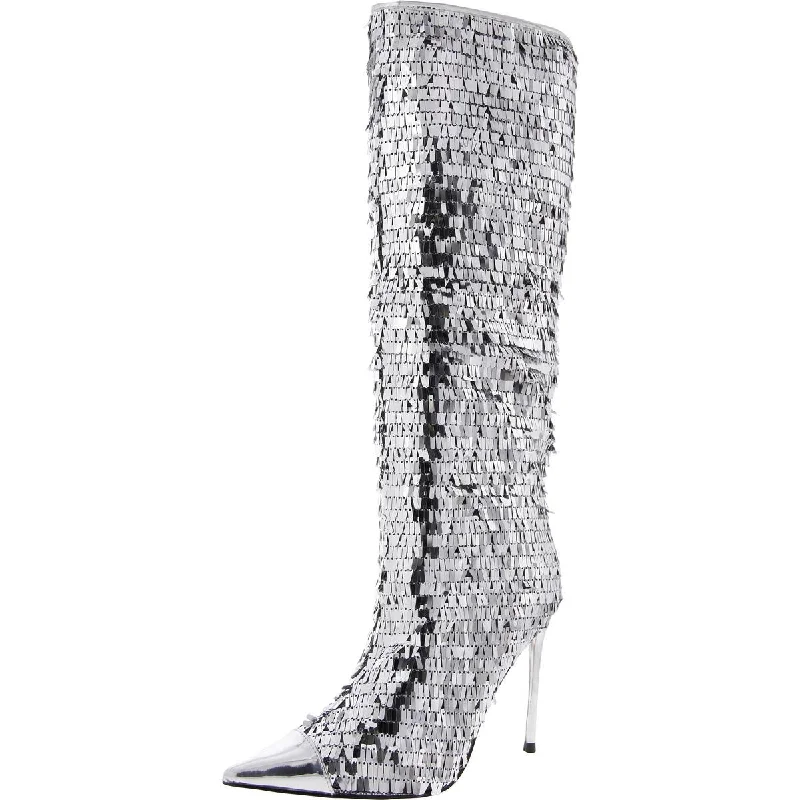 Steve Madden Womens Panther Sequined Pull On Mid-Calf Boots