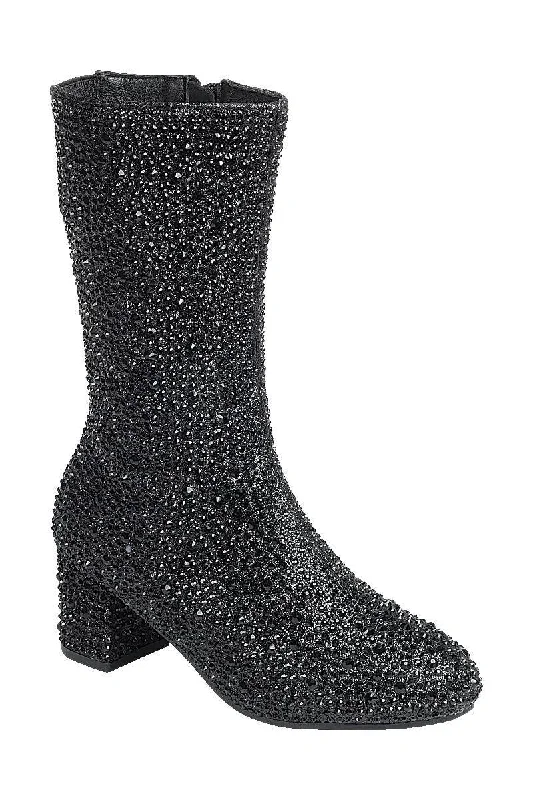 Black Rhinestone Boots- Tall Go Go