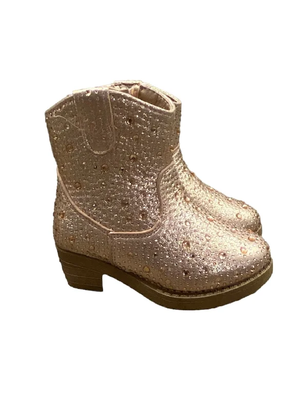 Pink Rhinestone Rounded Boot - Short