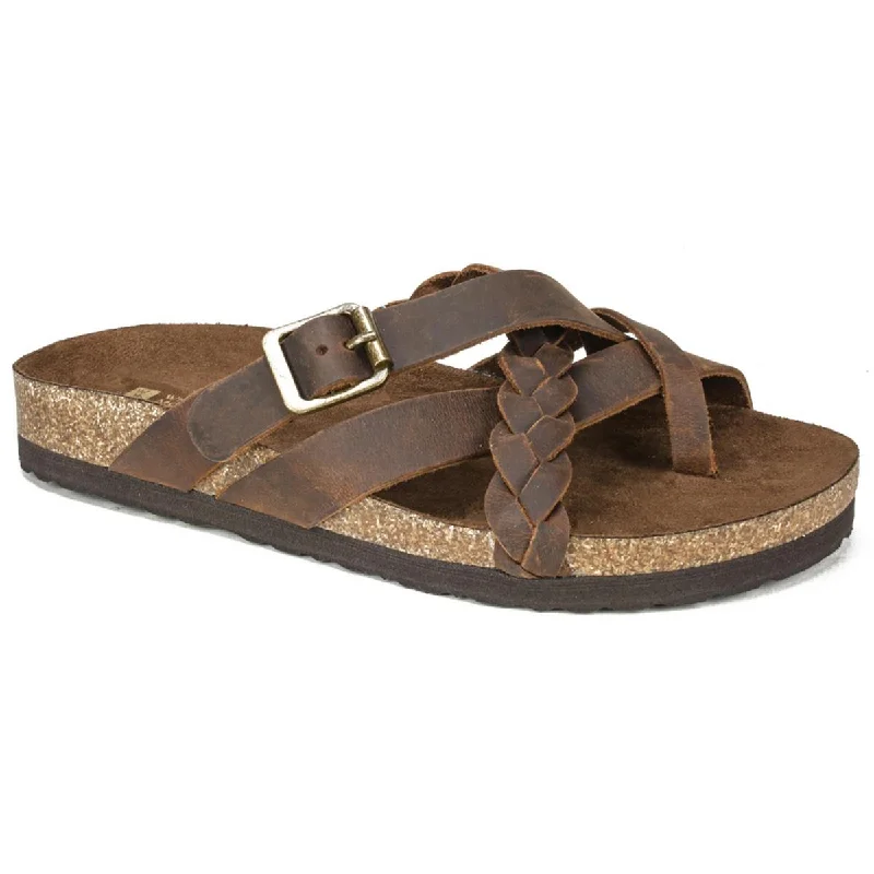 White Mountain Womens Leather Braided Slide Sandals