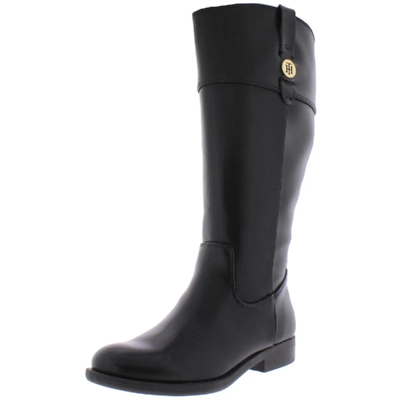 Tommy Hilfiger Womens Shano Faux Leather Wide Calf Riding Boots