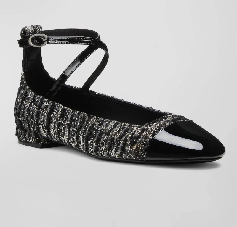 Eden Strap Flat In Black Tweed