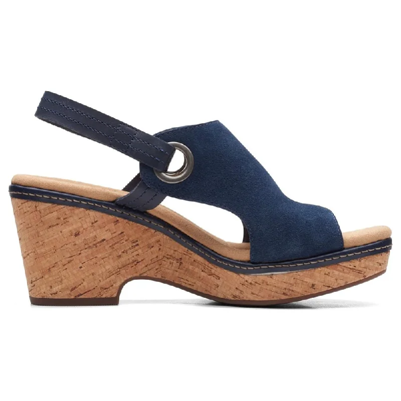 Clarks Giselle Sea Navy Suede Sandal (Women's)