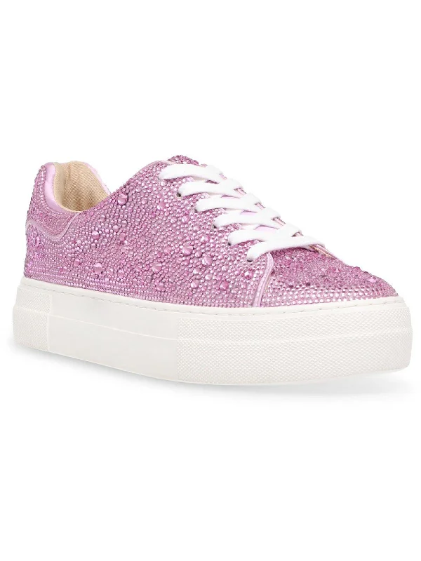 Sidny Womens Rhinestone Trainers Lace-Up Shoes