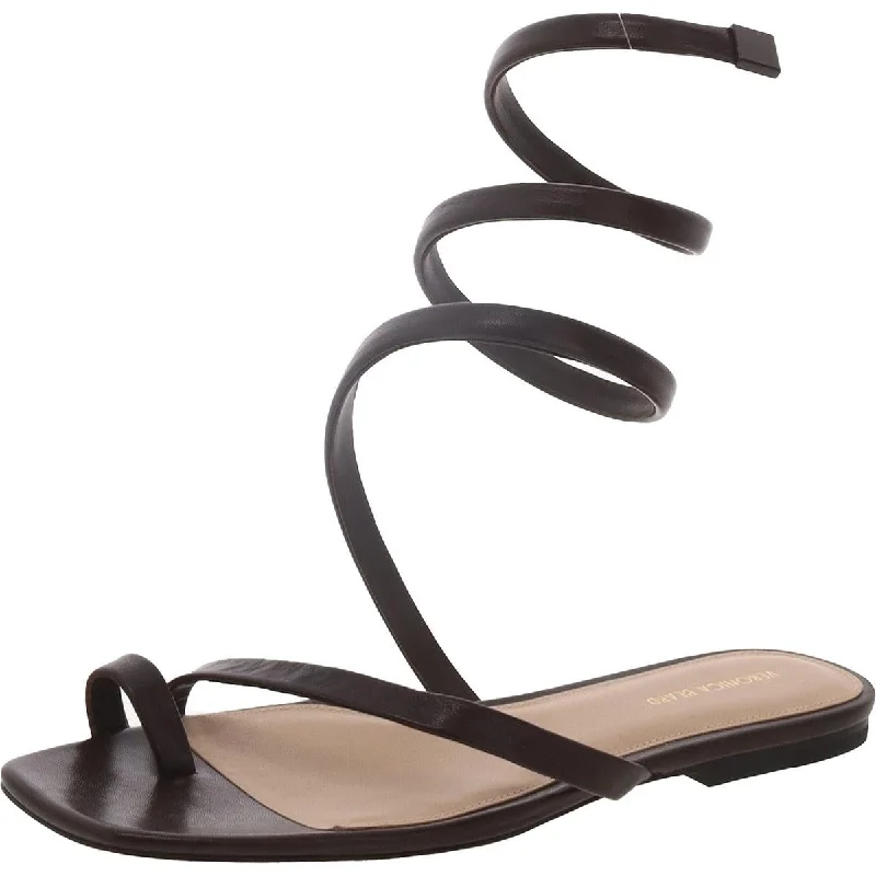 Veronica Beard Womens Allura Leather Ankle Wrap Slingback Sandals