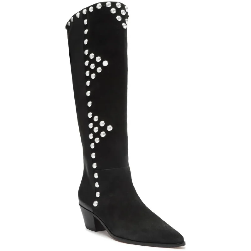 Arezzo Womens Bota Leather Studded Knee-High Boots