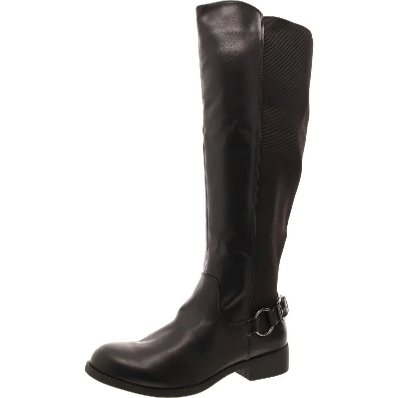 Mia Womens Faux Leather Zipper Knee-High Boots