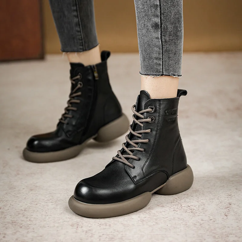 Women Retro Minimalist Soft Leather Flat Boots