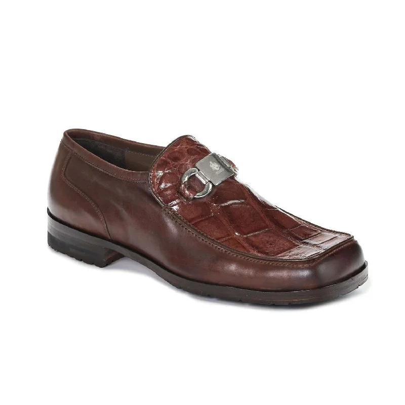 Mauri 3045 Blade Men's Designer Shoes Sport Rust Brown Calf-Skin Leather and Body Alligator Loafers (MA5014)