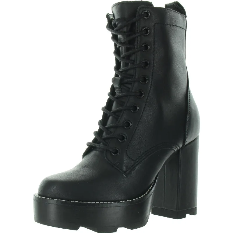 Steve Madden Womens Alora Leather Lace-Up Combat & Lace-Up Boots