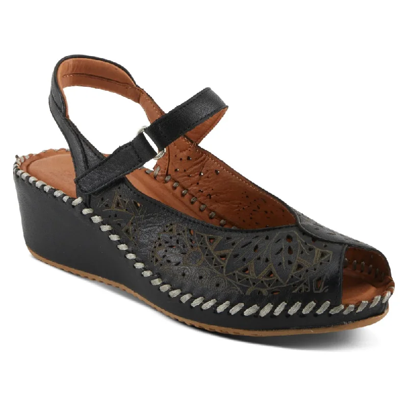 Spring Step Santonio Black Leather Sandal (Women's)