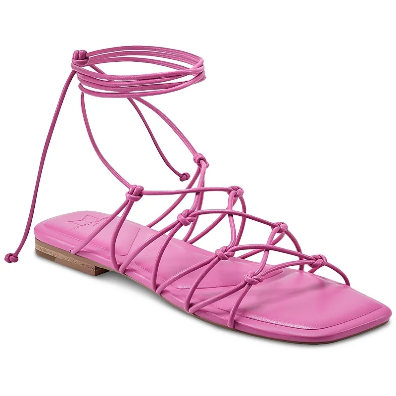 Marc Fisher LTD Womens Monnie Faux Leather Tie-Up Strappy Sandals