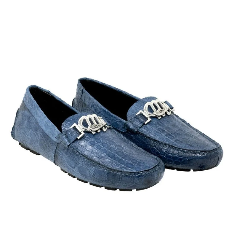 Mauri Tide Men's Designer Shoes Caribbean Blue Exotic Crocodile Dress-Casual Loafers 3485 (MA5119)