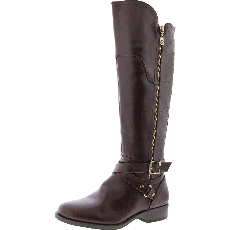 Guess Womens Faux Leather Zipper Knee-High Boots