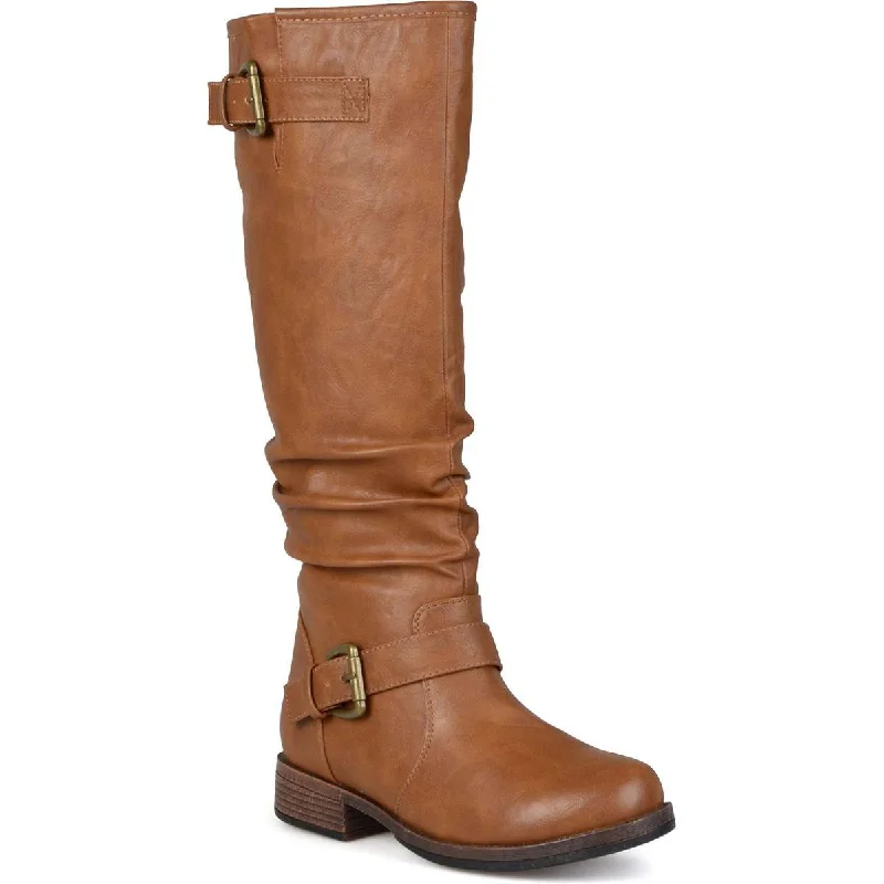 Journee Collection Womens Stormy Faux Leather Extra Wide Calf Riding Boots