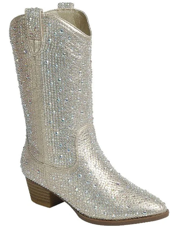 Champagne Rhinestone Boots - Tall Western