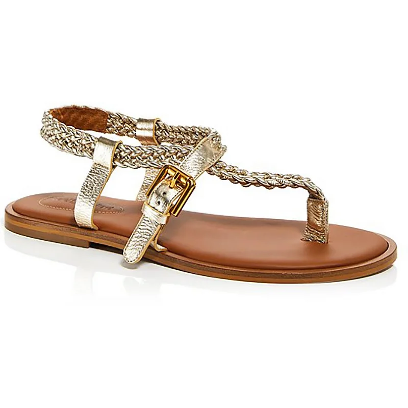 See by Chloe Womens Leather Ankle Strap Thong Sandals