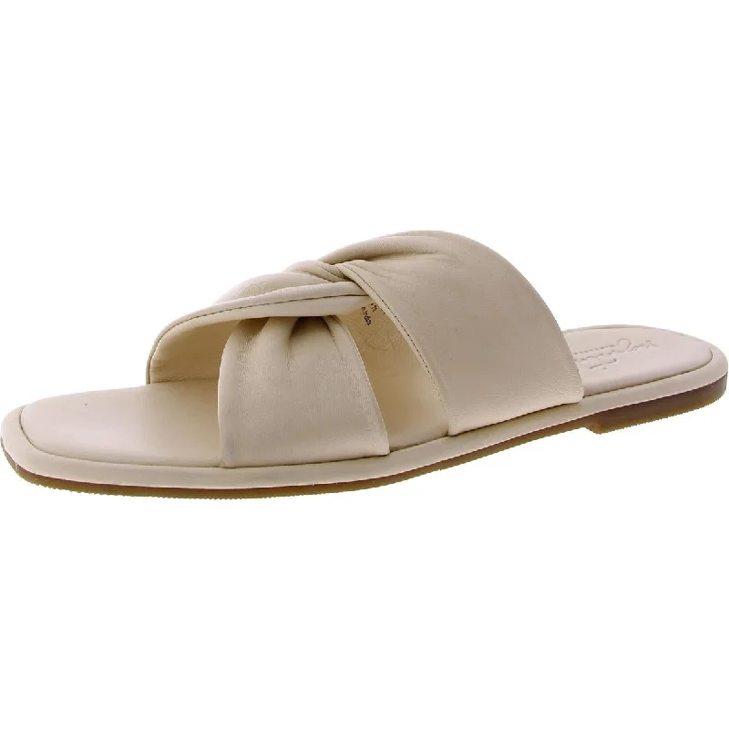 Journee Signature Womens Leather Slip-On Slide Sandals