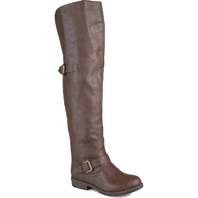 Journee Collection Womens Bite Faux Leather Almond Toe Knee-High Boots