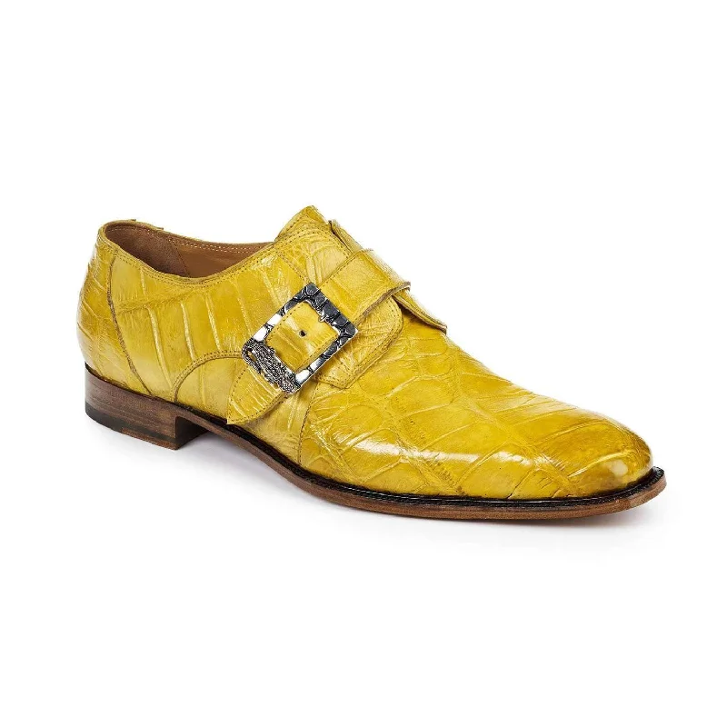 Mauri 4853/2 Steam Boat Men's Designer Shoes Burnished Yellow Body Alligator Loafers (MA5002)