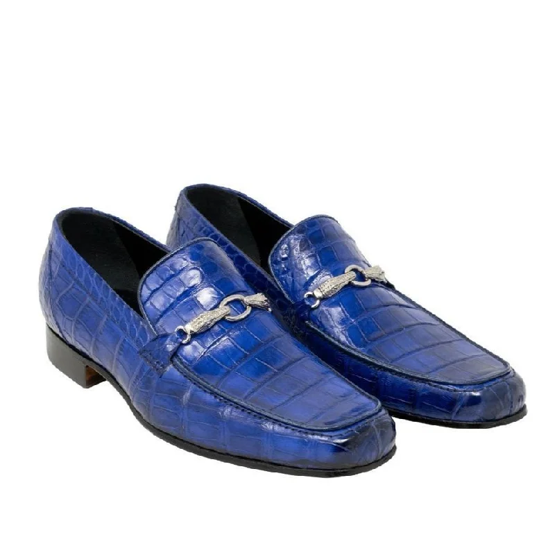 Mauri Regal Men's Designer Shoes Royal Blue Exotic Alligator Loafers 4894-2 (MA5126)