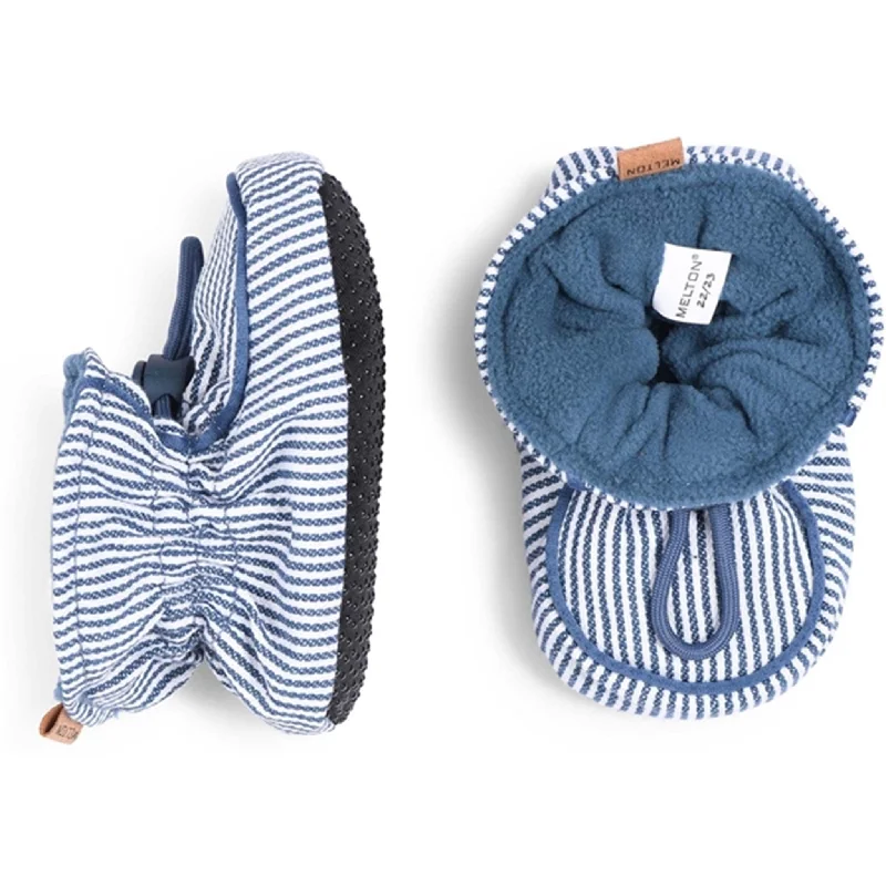 MELTON Striped Textile Slippers Dark Demin