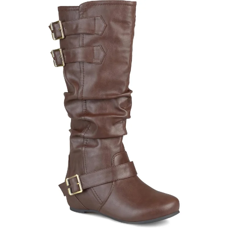 Journee Collection Womens Tiffany Faux Leather Extra Wide Calf Knee-High Boots