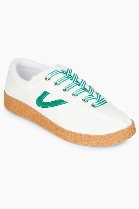 Women's Green and White Nylite Sneakers