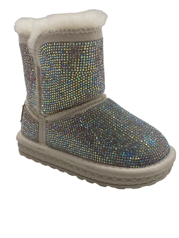 Beige Holographic Rhinestone Boot