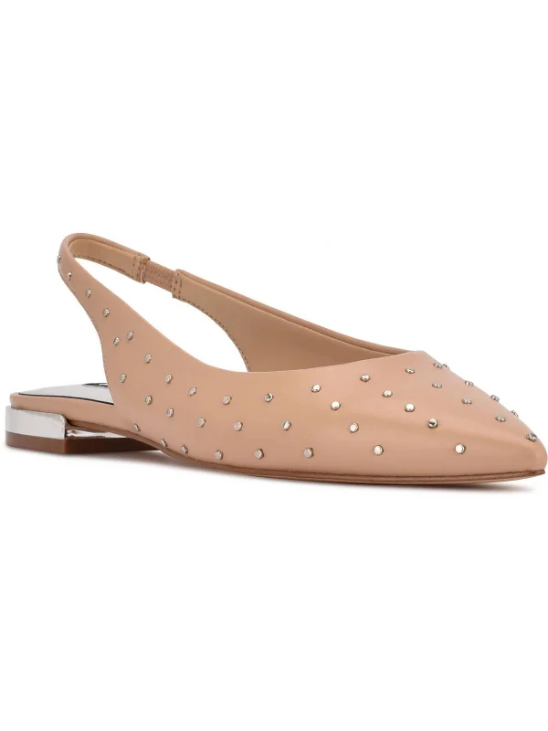 Womens Faux Leather Studded Slingbacks