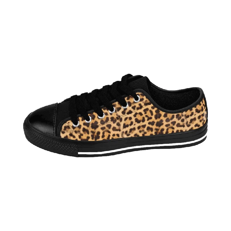 Brown Leopard Men's Sneakers, Beige Animal Print Casual Low Top Fashion Sneakers For Men