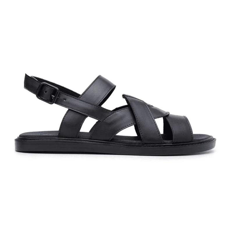 'Camila' vegan-leather sandal by Ahimsa Shoes - black