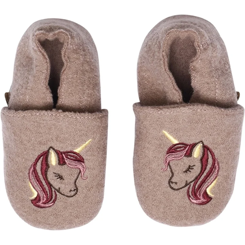 MELTON Wool Slippers Unicorn Fawn