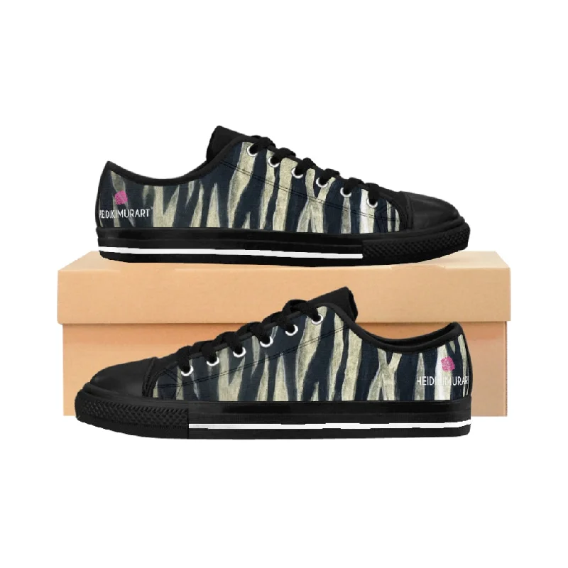 Tiger Striped Print Men's Sneakers, Designer Low Top Animal Print Shoes For Men (US Size: 7-14)