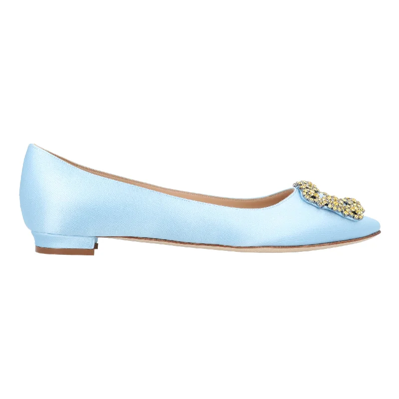 Manolo Blahnik Hangisi Flat Blue