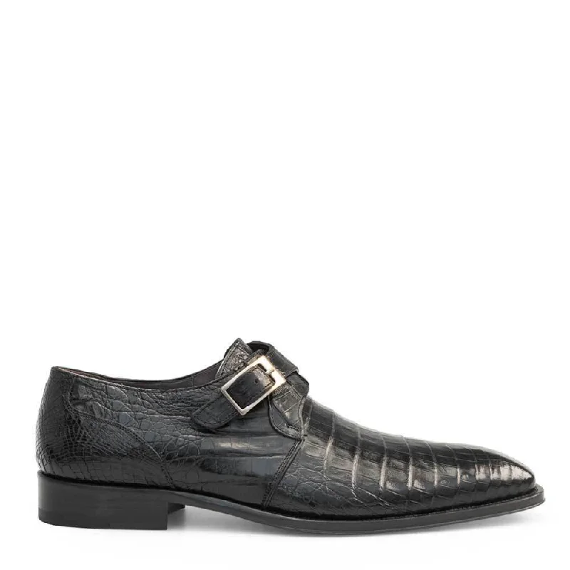 Mezlan Gables Men's Shoes Black Exotic Crocodile Monk-Strap Loafers (S13778-F)