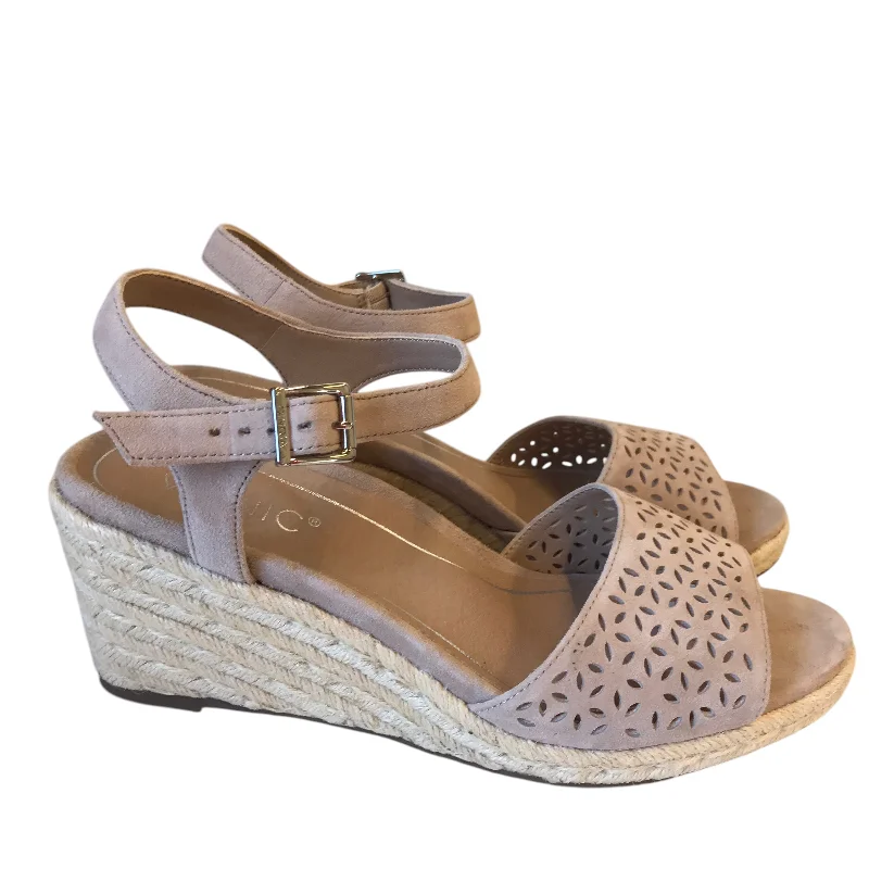 Sandals Heels Wedge By Vionic In Beige, Size:9.5